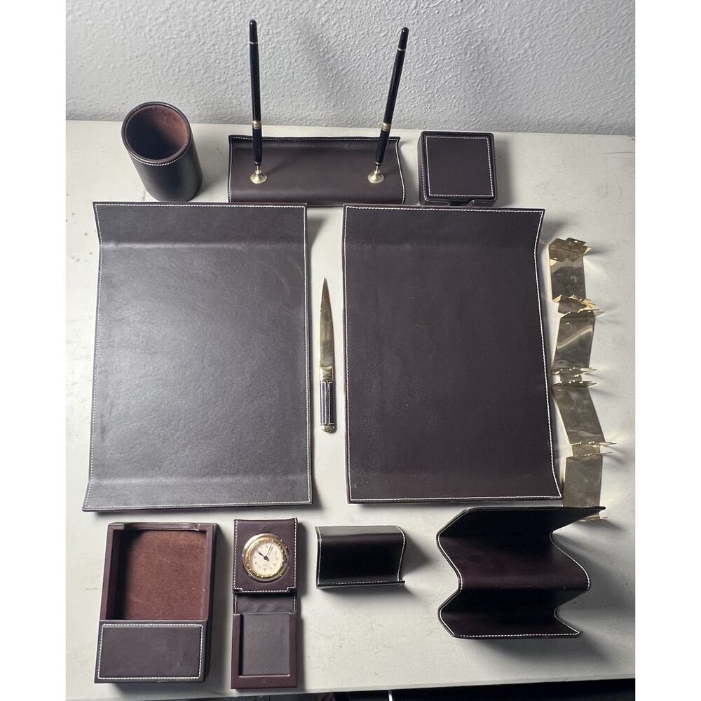 Bey Berk Large Leather Desk Set Everything included in pitures
